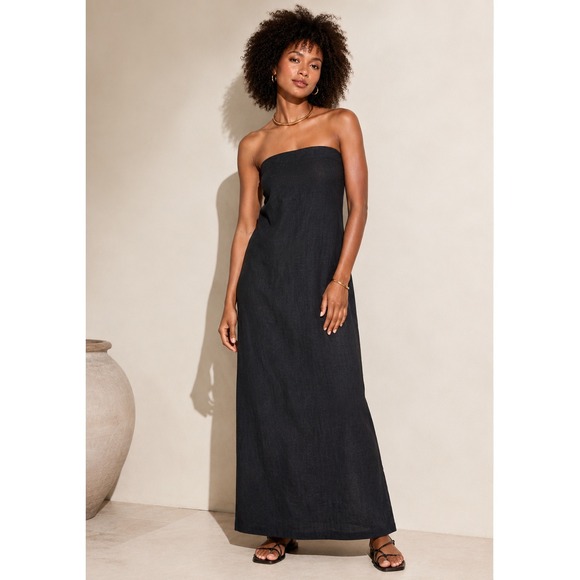 Banana Republic Dresses & Skirts - Banana Republic Linen Blend Strapless Tube Maxi Dress Black Size 8